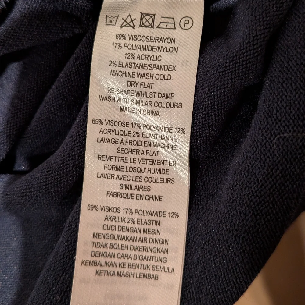 French Connection Navy, Cream, and Mustard Sweater L